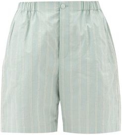 Striped Cotton-poplin Shorts - Womens - Mint Multi