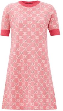 GG-jacquard Wool-blend Mini Dress - Womens - Pink White