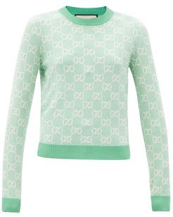 GG-jacquard Wool-blend Sweater - Womens - Green