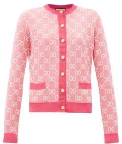 GG-jacquard Wool-blend Cardigan - Womens - Pink White