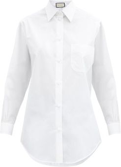 GG Logo-embroidered Cotton-poplin Shirt - Womens - White