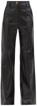 Flared Leather Trousers - Womens - Black