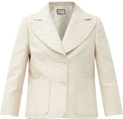 GG Lurex-jacquard Cropped Wool-blend Jacket - Womens - Ivory