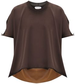 Bi-colour Raw-hem Knitted Top - Womens - Brown Multi