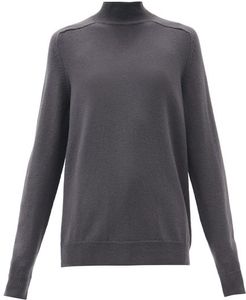 High-neck Wool Sweater - Womens - Dark Grey