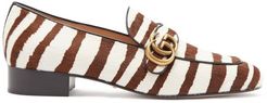 Marmont Gg Zebra-stripe Calf-hair Loafers - Womens - Brown White