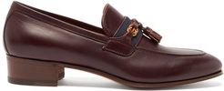 Paride Web-striped Leather Loafers - Womens - Burgundy
