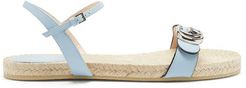 Aitana Leather And Jute Sandals - Womens - Light Blue