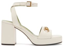 Houdan Horsebit Leather Platform Sandals - Womens - White