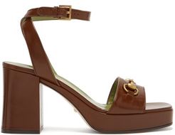 Houdan Horsebit Leather Platform Sandals - Womens - Dark Brown