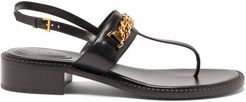 Sylvie Chain-embellished Leather Sandals - Womens - Black