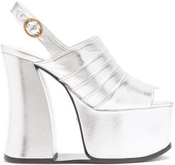 Anais Open-toe Metallic-leather Platform Shoes - Womens - Silver