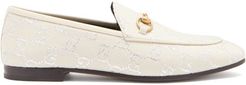 Jordaan Gg-monogram Lamé Loafers - Womens - White Silver