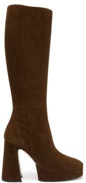 Madame Suede Knee-high Platform Boots - Womens - Dark Brown