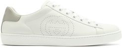 Ace Perforated Logo Leather Trainers - Womens - White