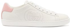 Ace Perforated-logo Leather Trainers - Womens - Pink White