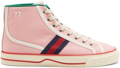 Tennis 1977 Web-stripe Canvas High-top Trainers - Womens - Light Pink