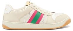 Screener Gg-monogram Leather And Lamé Trainers - Womens - Cream Multi