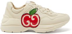 Rhyton Apple-print Leather Trainers - Womens - Red White