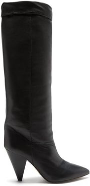 Loens Slouchy Knee-high Leather Boots - Womens - Black
