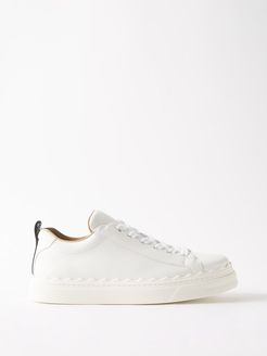 Lauren Scallop-edge Leather Trainers - Womens - White