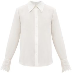 C-embroidered Silk Crepe De Chine Blouse - Womens - White