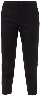 Cropped Wool-blend Slim-leg Trousers - Womens - Black