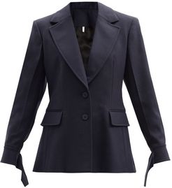 Single-breasted Wool-blend Twill Jacket - Womens - Blue