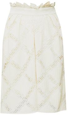High-rise Lace-trimmed Skirt - Womens - Cream