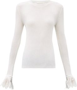 Fluted-cuff Wool Sweater - Womens - White