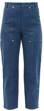 Contrast-stitch High-rise Straight-leg Jeans - Womens - Denim