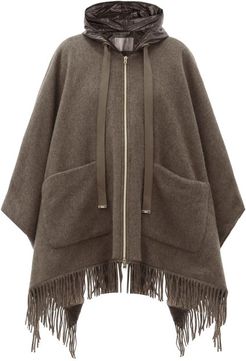 Hooded Quilted Shell-lined Wool Cape - Womens - Mid Brown