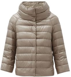 Sofia Funnel-neck Quilted Down Jacket - Womens - Light Grey