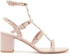 Rockstud Block-heel Leather Sandals - Womens - Nude