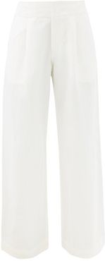 Enchanta High-waist Linen-blend Wide-leg Trousers - Womens - Cream