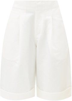 Enchanta High-rise Linen-blend Shorts - Womens - Cream