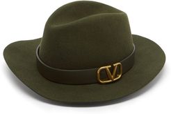 V-logo Felt Fedora Hat - Womens - Green