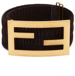 Ff-buckle Velvet Belt - Womens - Black