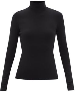 Roll-neck Silk-blend Sweater - Womens - Black