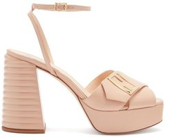 Promenade Cross-strap Leather Platform Sandals - Womens - Nude