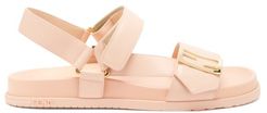 Promenade Velcro-strap Leather Sandals - Womens - Light Pink