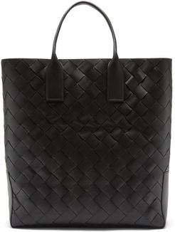 Intrecciato Leather Tote Bag - Mens - Black