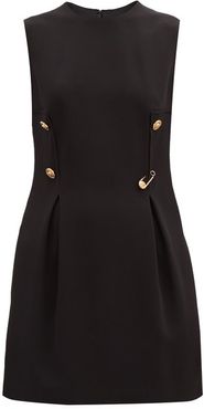 Safety-pin Box-pleated Crepe Mini Dress - Womens - Black