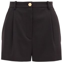 High-rise Wool-blend Shorts - Womens - Black