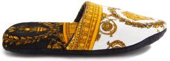 Baroque-print Cotton-terry Slippers - Mens - White Gold