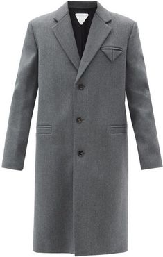 Single-breasted Wool Coat - Mens - Grey