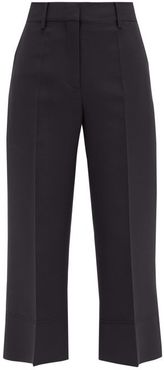 High-rise Wool-blend Cropped Trousers - Womens - Black