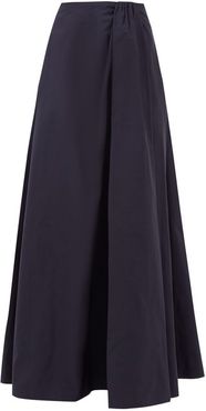 Gathered-waist Cotton-blend Faille Maxi Skirt - Womens - Navy
