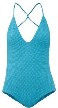 Rossie Crossover-strap Swimsuit - Womens - Blue