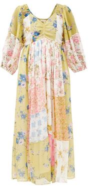 Roslyn Patchwork Floral-print Silk Dress - Womens - Multi